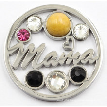 Silver Memory Mama Coin with Stones for Gift